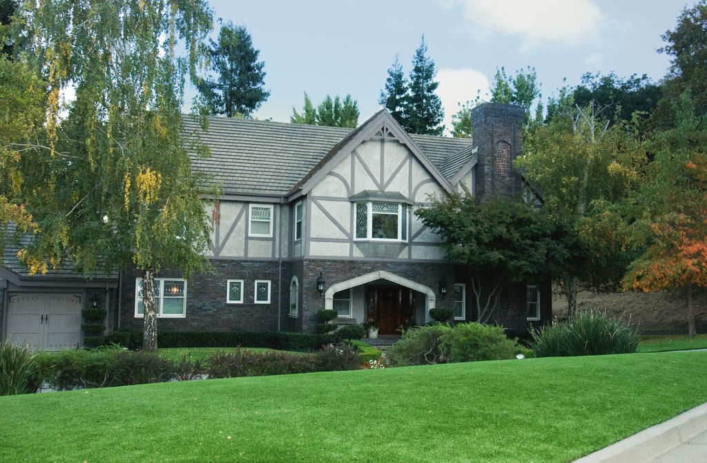 Synthetic turf sprouts on home lawns