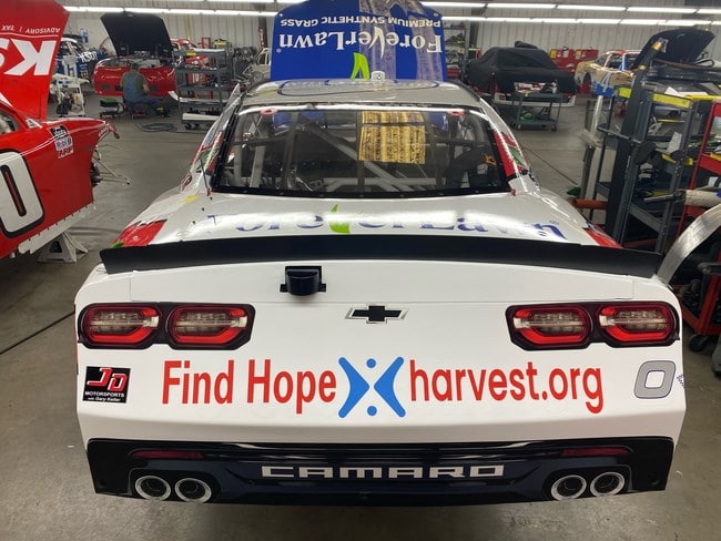ForeverLawn and Find Hope harvest.org car and logo