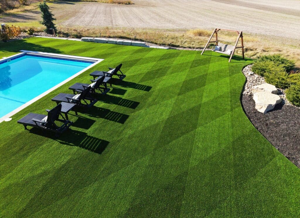 A home with lawn striping